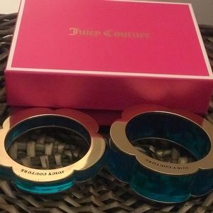 Juicy Couture, Gold-Tone Neon Blue Flower Bangle